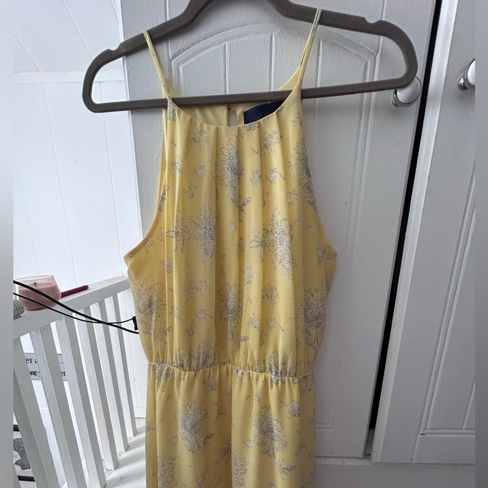 NWOT BLUE RAIN Yellow Sleeveless Dress w/Floral Print and Elastic Waist, Flared - Picture 4 of 14